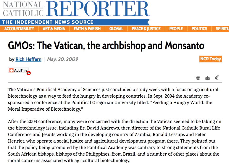 Vatican GMOs