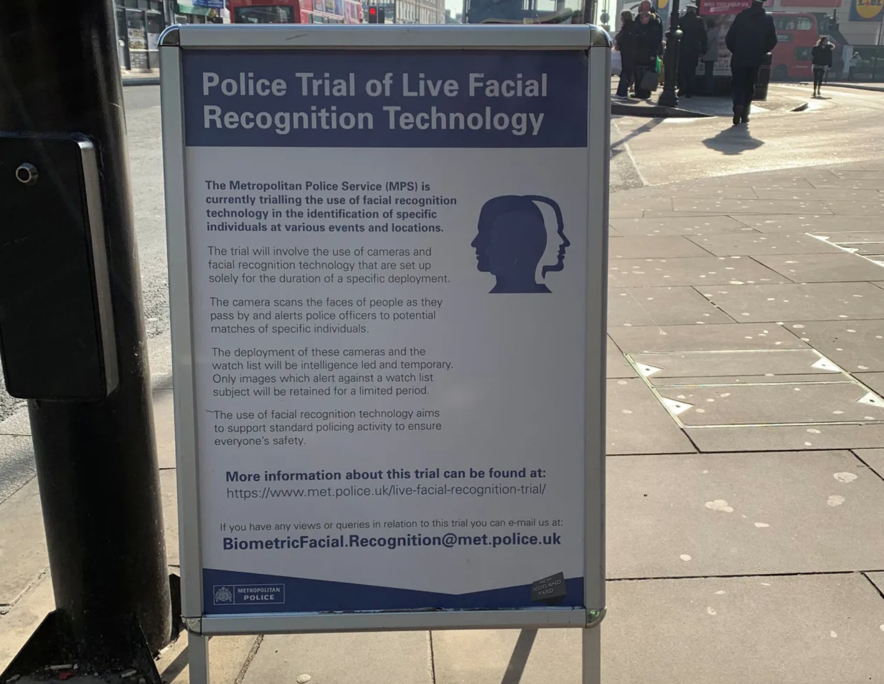 Hubieron arrestos durante período de prueba de la tecnología de reconocimiento facial en Romford